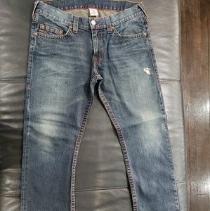 True Religion section straight distressed jeans